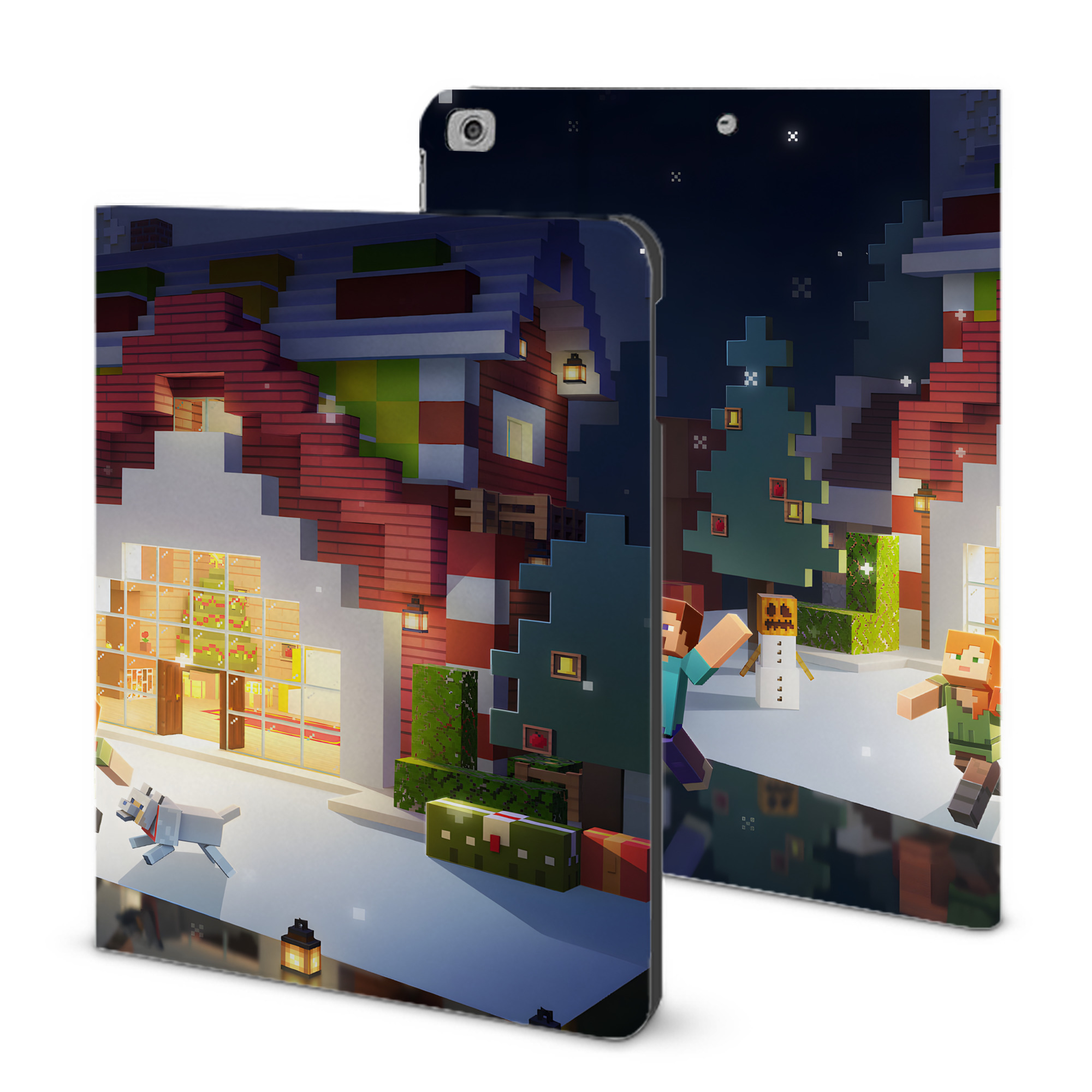 （画像用） マインクラフト ブロックの世界 Minecraft MC Block world IPad ケース ブック型 PUレザー TPU 耐衝撃 軽量 薄型 ペン収納なし 全面保護 IPad 各モデル対応
